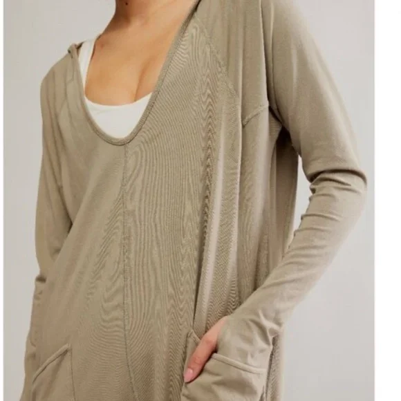 Free People Movement Long Sleeve Hot Shot Hooded Onesie in Sage Stone various - Picture 4 of 5